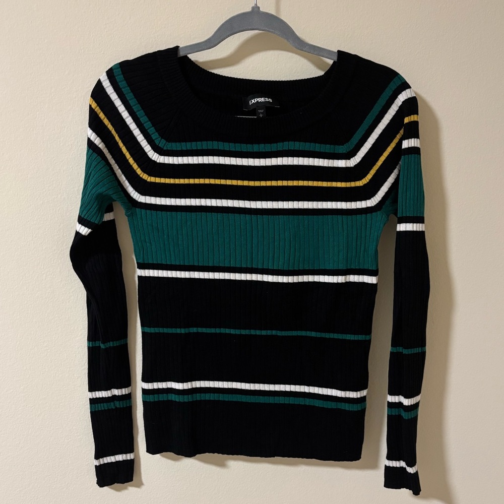 Express Striped Wide Neck Sweater